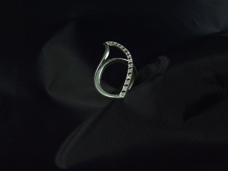 Unique geometric ring Designer Sterling Silver Ring RINGS ORIGINAL FORM Ring with stones Handmade rings Silver ring with zircons
