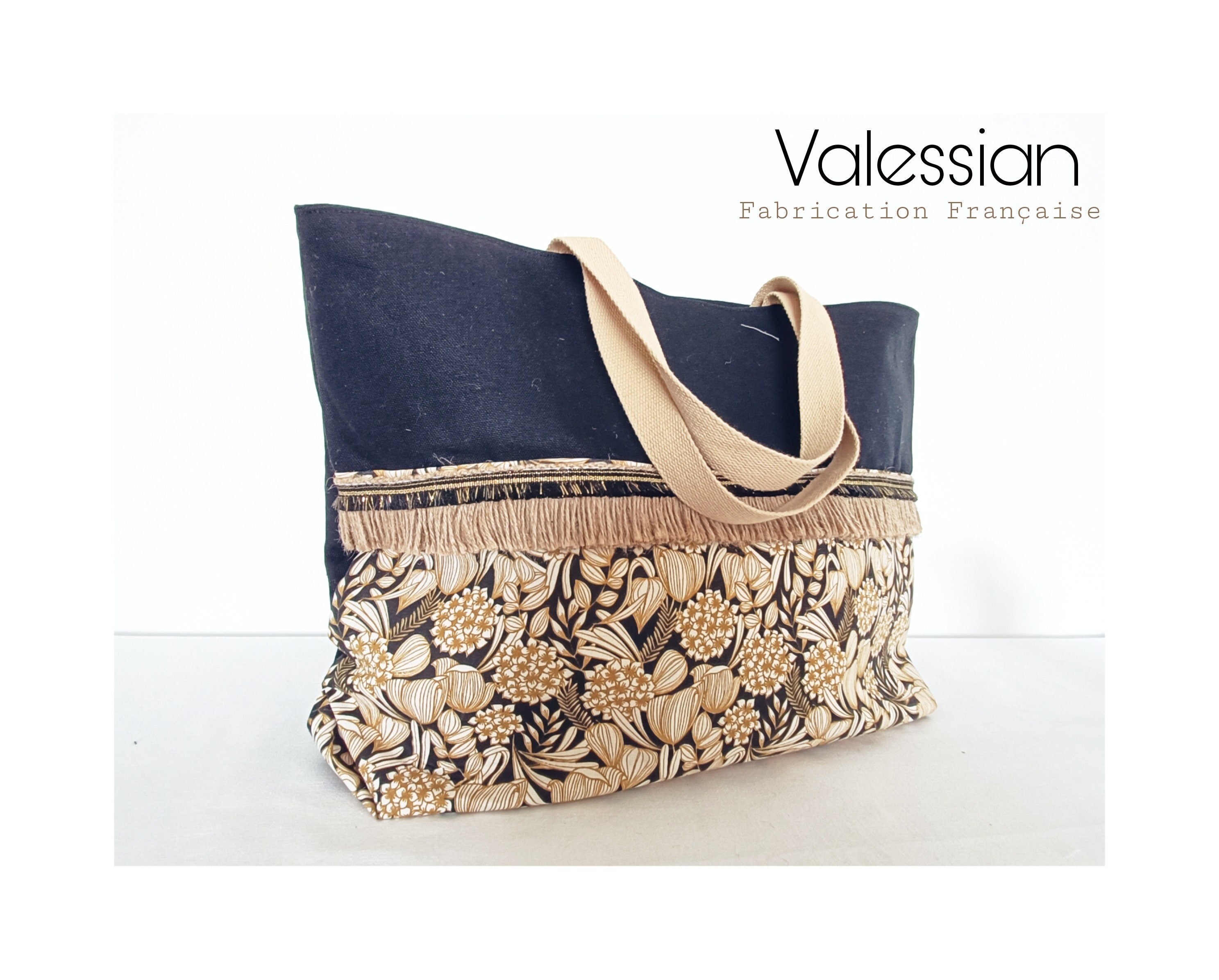 Bling Cabas Bag Burlap Raffia and Gold Faux Leather 