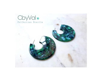 Boucles d'oreilles "Ecaille" Emeraude