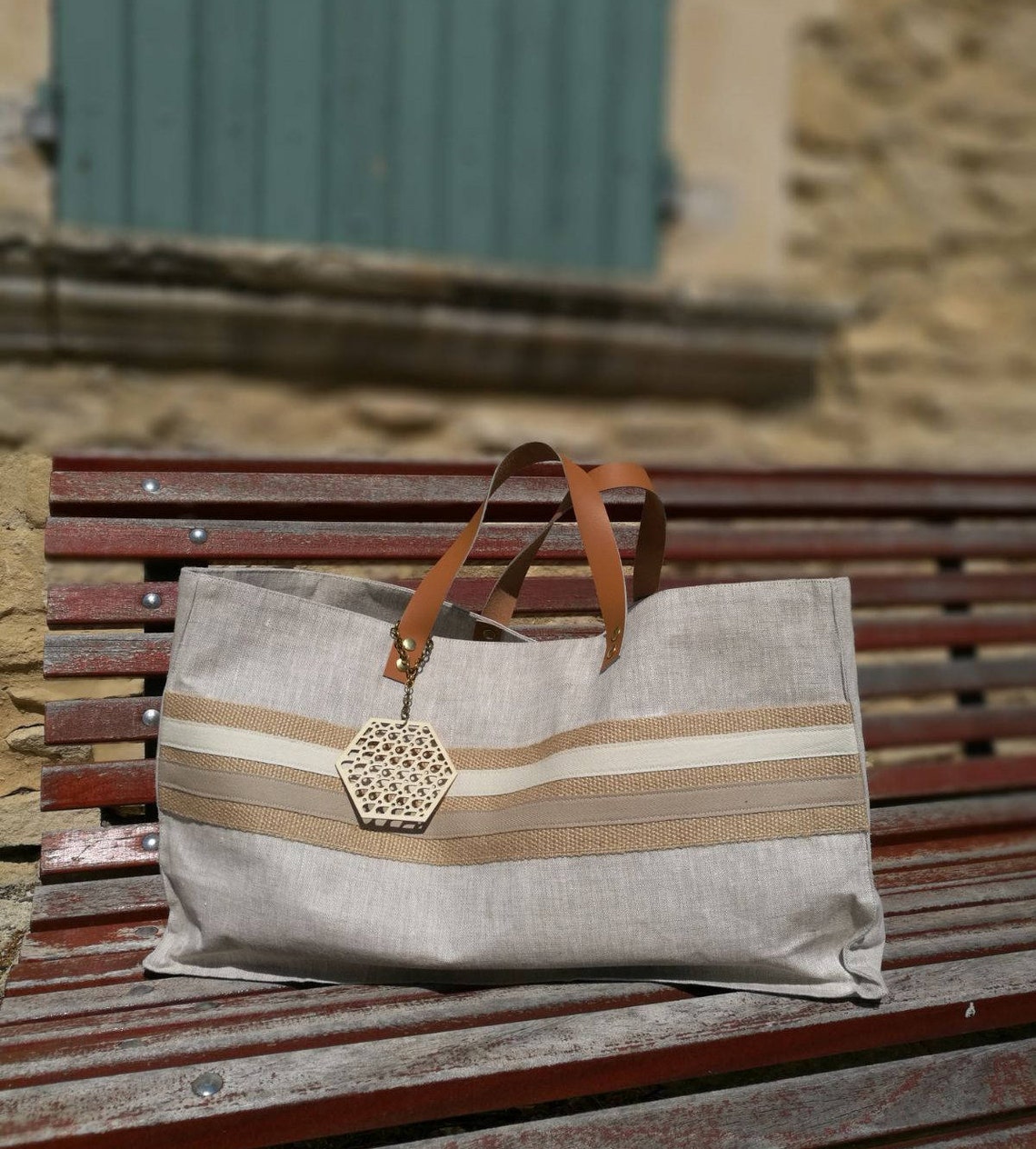 Tote bag XXL naturelinen jute cotton and Etsy