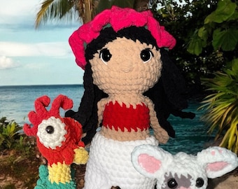 Crochet Moana, Pua and Hei Hei Doll Set