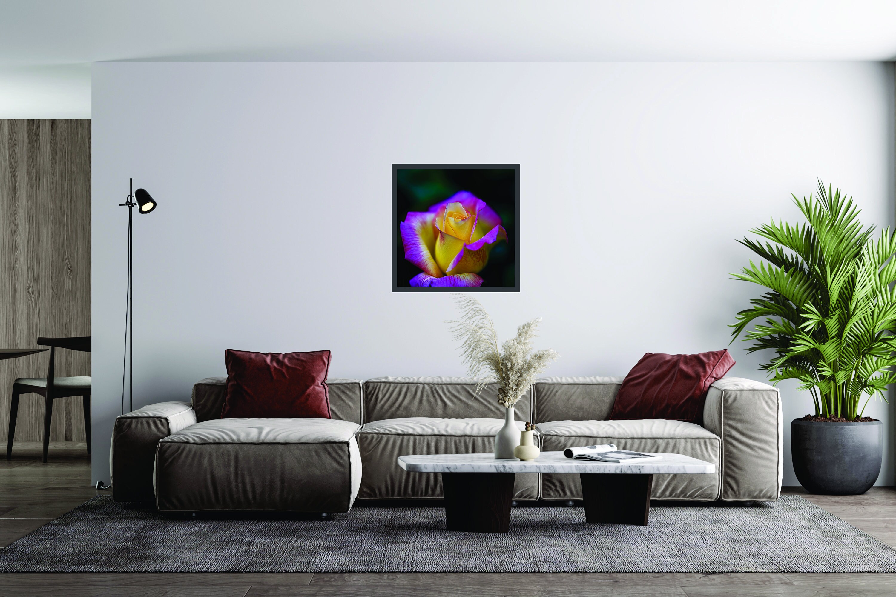 Printable Pink and Yellow Rose Flower Floral Wall Art Digital Download ...