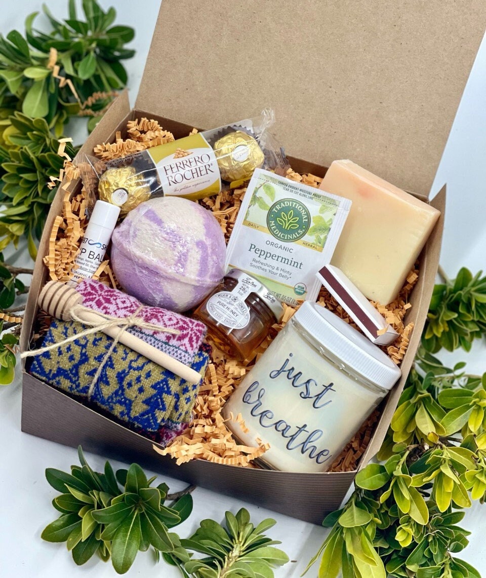 Just Breathe Cozy Gift Box, Hygge Gift Basket, Sympathy Gift, Encouragement  Gift, Spa Gift Basket, Cheer Up Care Package, Thinking Of You