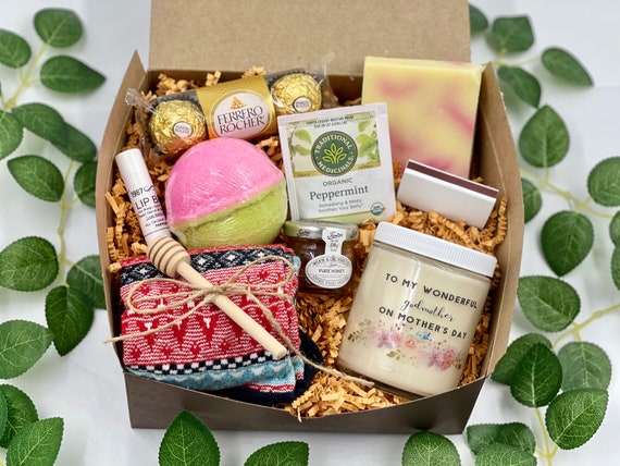 Godmother Mother's Day Gift Box, Soy Candle, Spa Gift Set