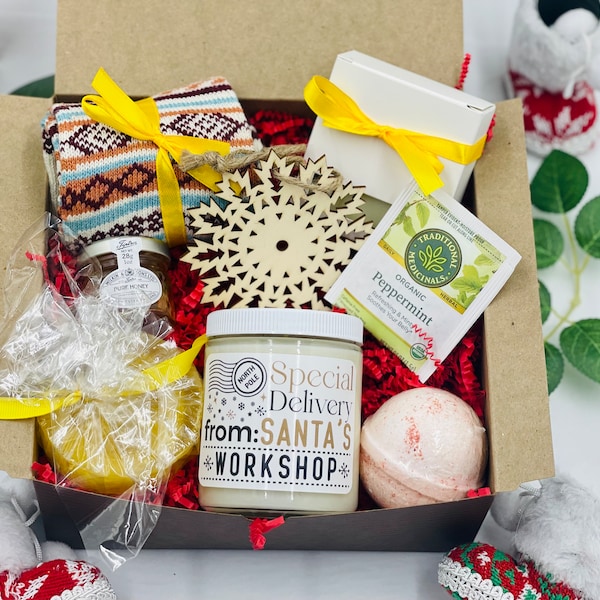 Secret Santa Spa Gift Set, Gift from Santa, Christmas Spa Gift Box, Woman Spa Gift Set, Gift  From North Pole, holiday gift