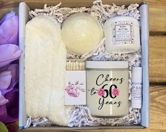 Happy 60th Birthday Spa Gift Set, Sixtieth Self Care Gift For Her, 60TH Birthday Present, Cheers To 60 Years Birthday, Self Care Package