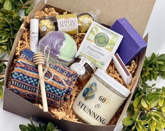 60th Birthday Gift For Women, Hygge Gift Basket, Hygge Gift Box, 60th Birthday Gift, Spa Gift Box, 60 And Stunning Gift, Cozy Gift Basket