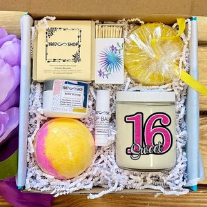 Sweet 16 Birthday Spa Gift Box: Self-Care Package for Teen Girls, Daughter, Niece Celebration
