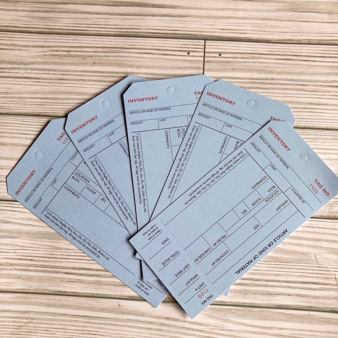 5 Blue Inventory Tags, Junk Journal Supplies, Tag Making, Ephemera ...
