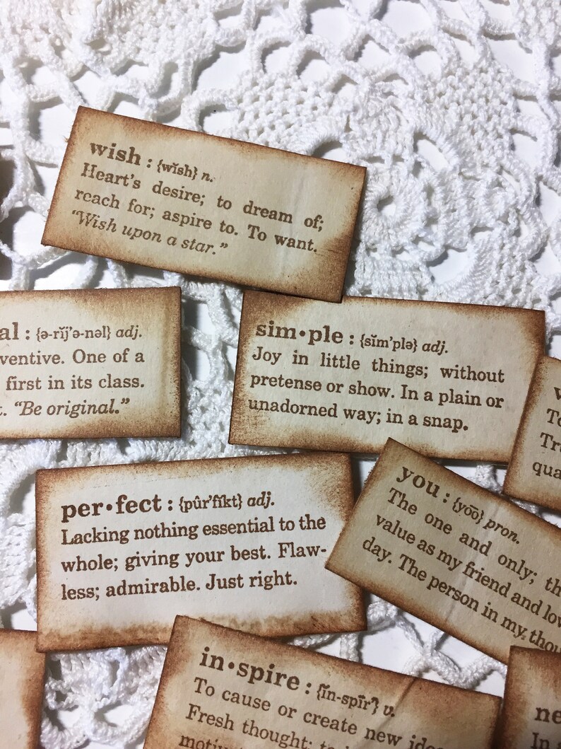 26 stamped definition embellishments for junk journals card Etsy
