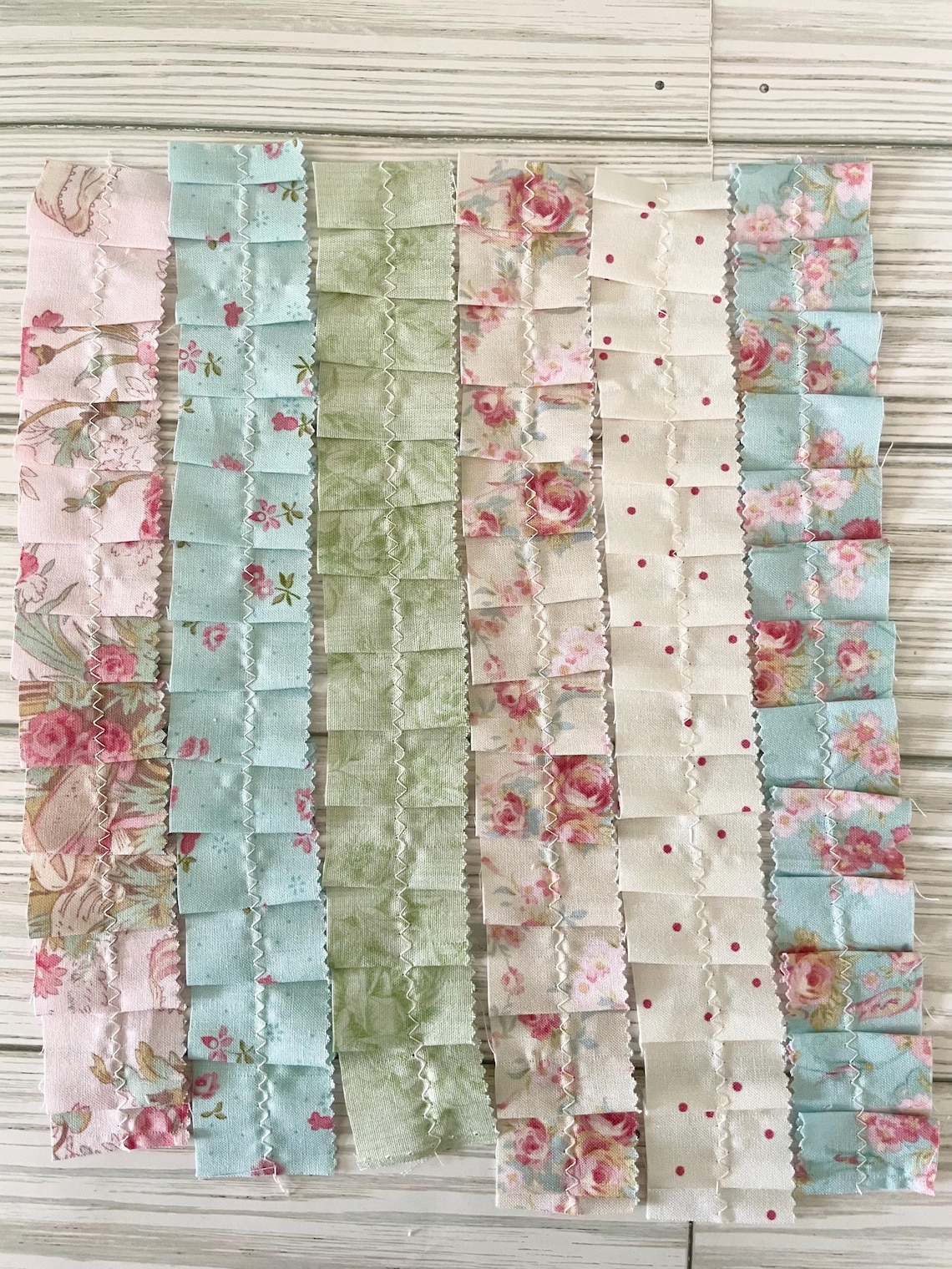 Handmade Fabric Ruffles Vintage Floral, Junk Journal Supplies, Shabby ...