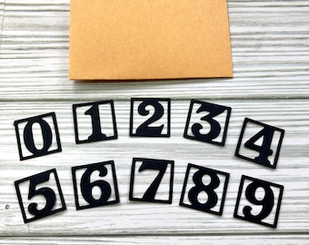 Die Cut Numbers in Square Frames, Black, Set of 10, 1-inch size, Junk Journal Supplies, Scrapbooking Supplies
