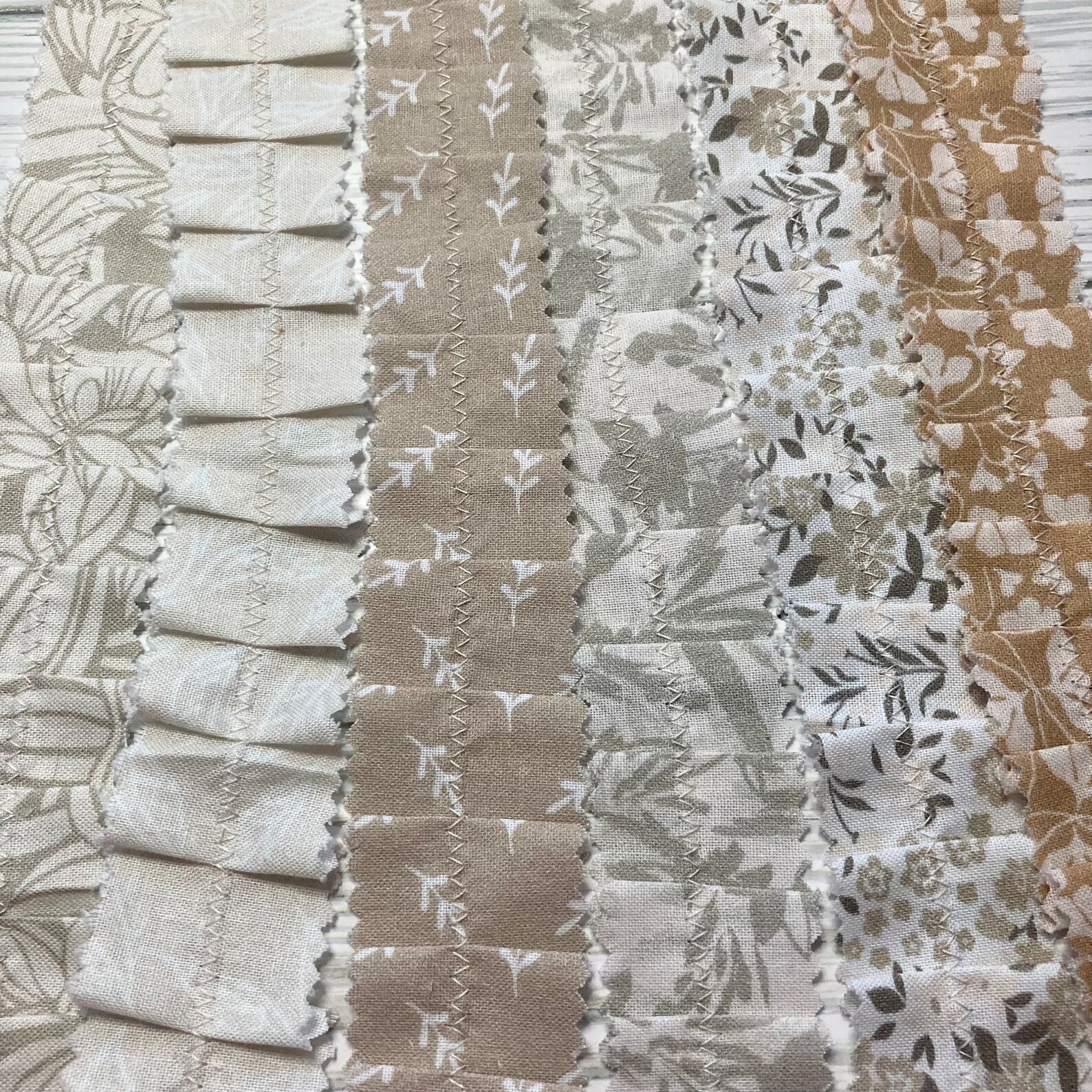Fabric Ruffles, Neutral Tones, Handmade, Junk Journal Supplies, Set of ...