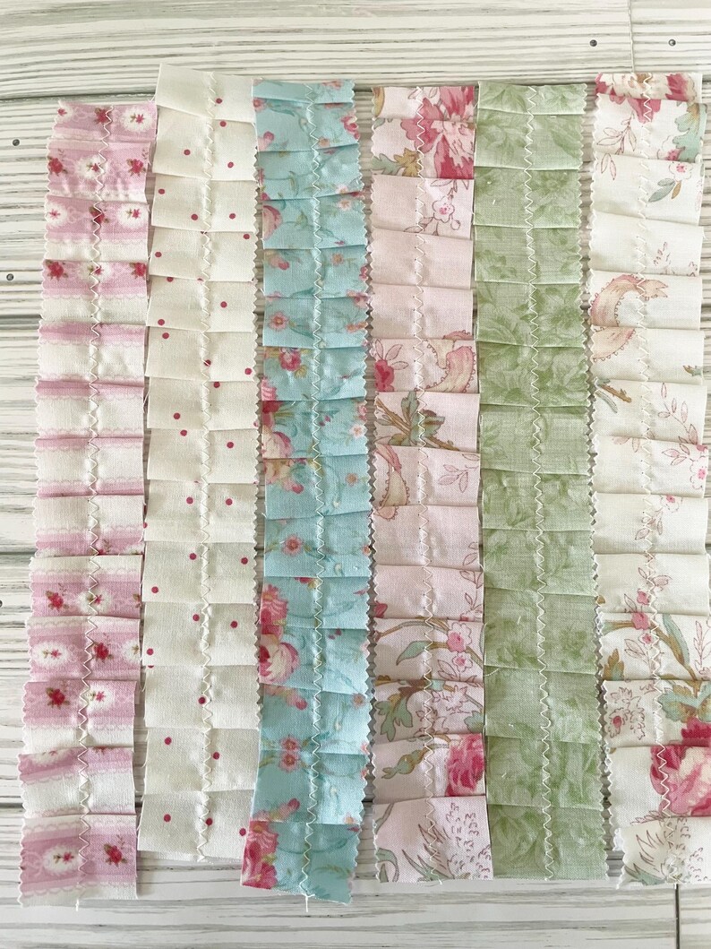Textile Art Ruffles Handmade Fabric Ruffles Vintage Floral, Junk Journal Supplies, Shabby ...