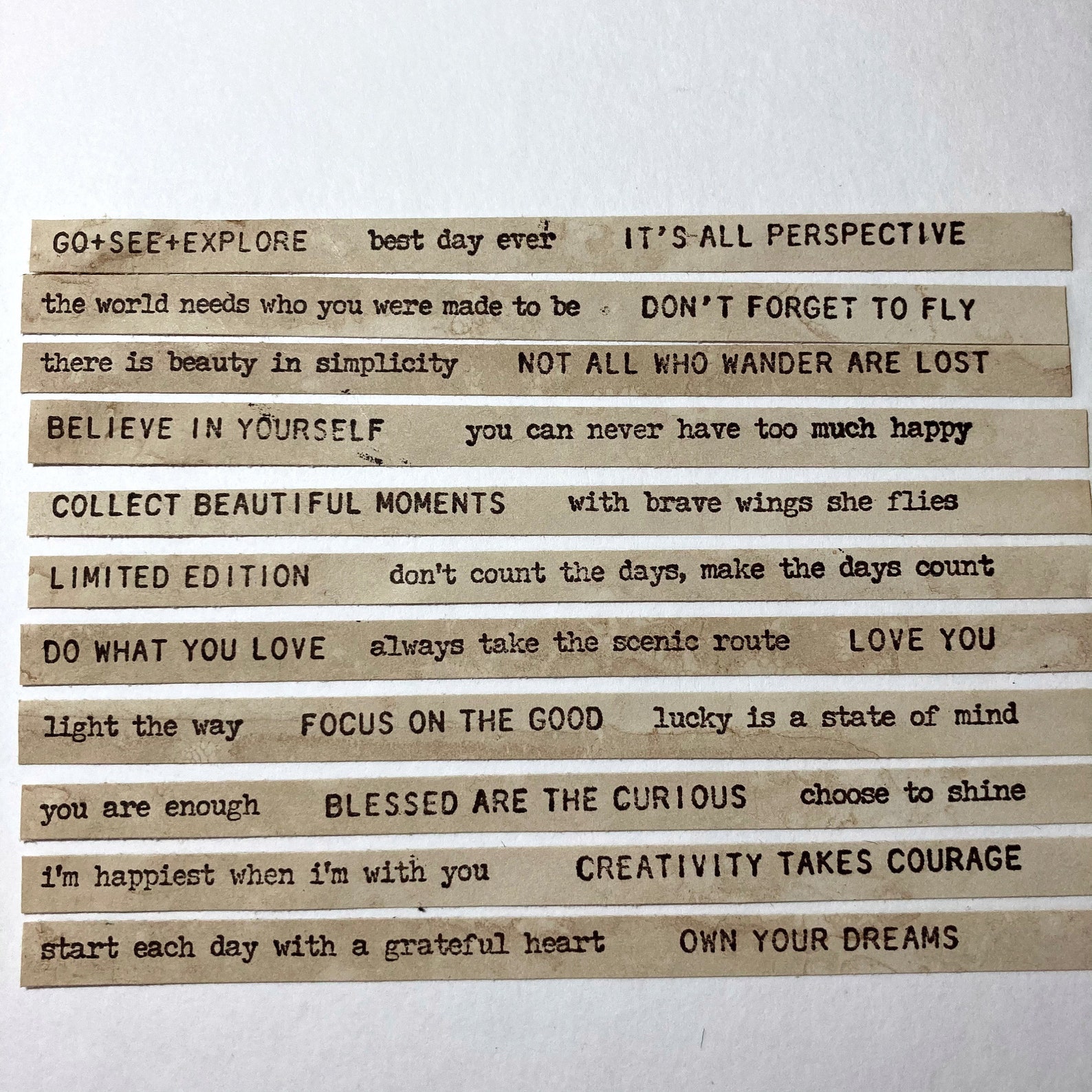 Tim Holtz Tiny Text stamped on coffee dyed paper/white paper | Etsy