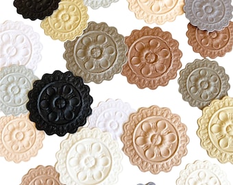 Scalloped Medallion Die Cuts, 10 Matte Neutral Colors, Junk Journal Embellishments, Tag Topper, Tab