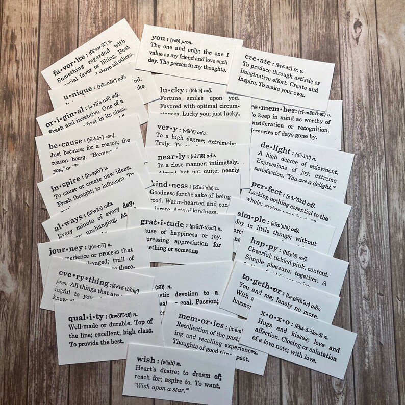 26 Stamped Definition Embellishments for Junk Journals Card Etsy