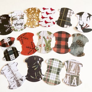 Whale tail tabs in Cozy Christmas designs, tags, junk journals, paper crafting