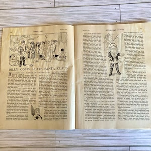 Peut inclure: Une illustration en noir et blanc d'un jeune gar&ccedil;on d&eacute;guis&eacute; en P&egrave;re No&euml;l. Il tient un sac de cadeaux et une canne en sucre. L'illustration est tir&eacute;e d'un livre pour enfants sur No&euml;l.