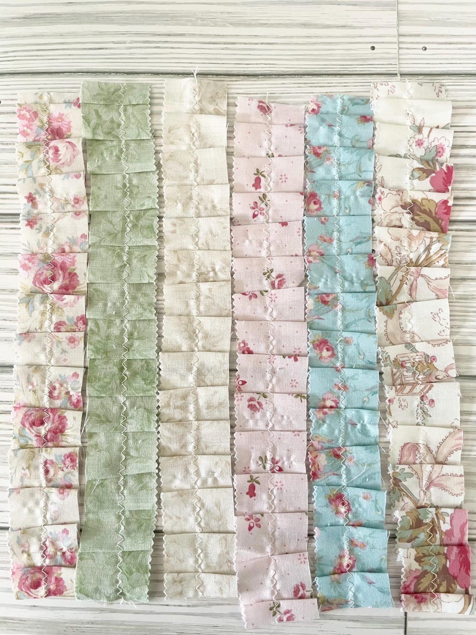 Textile Art Ruffles Handmade Fabric Ruffles Vintage Floral, Junk Journal Supplies, Shabby ...