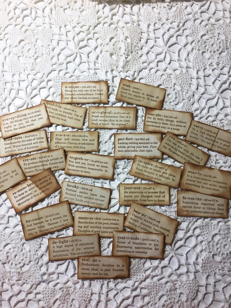 26 stamped definition embellishments for junk journals card Etsy