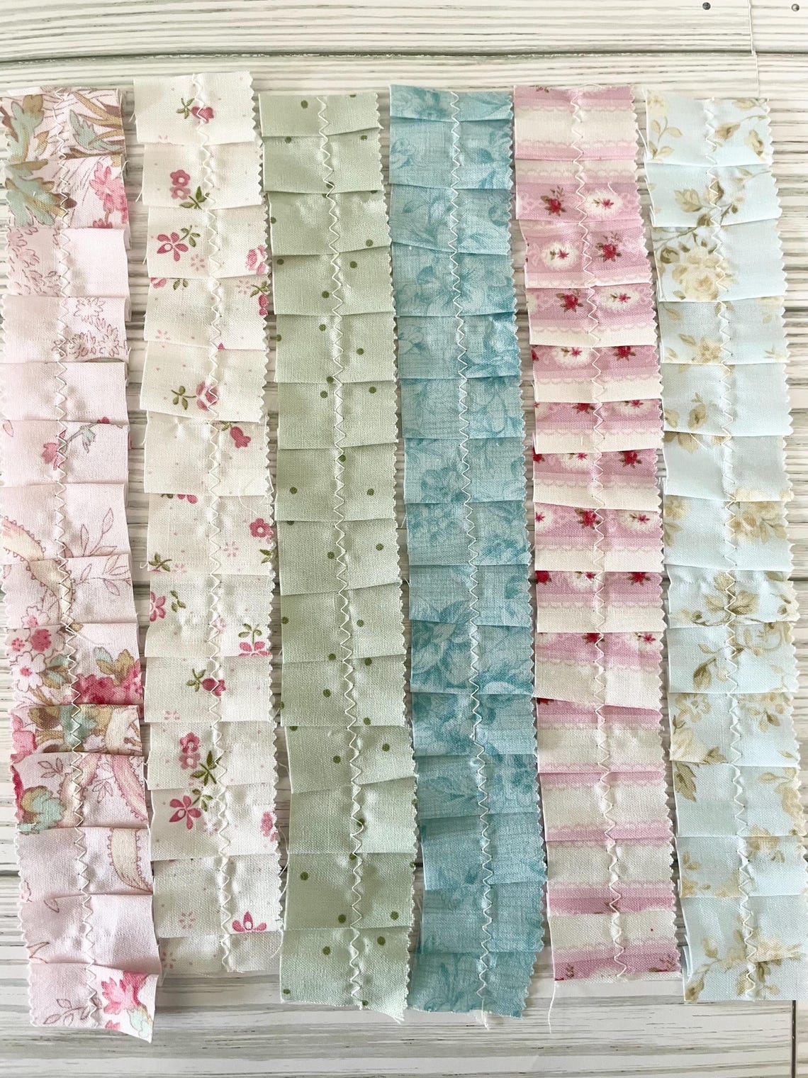 Handmade Fabric Ruffles Vintage Floral, Junk Journal Supplies, Shabby ...