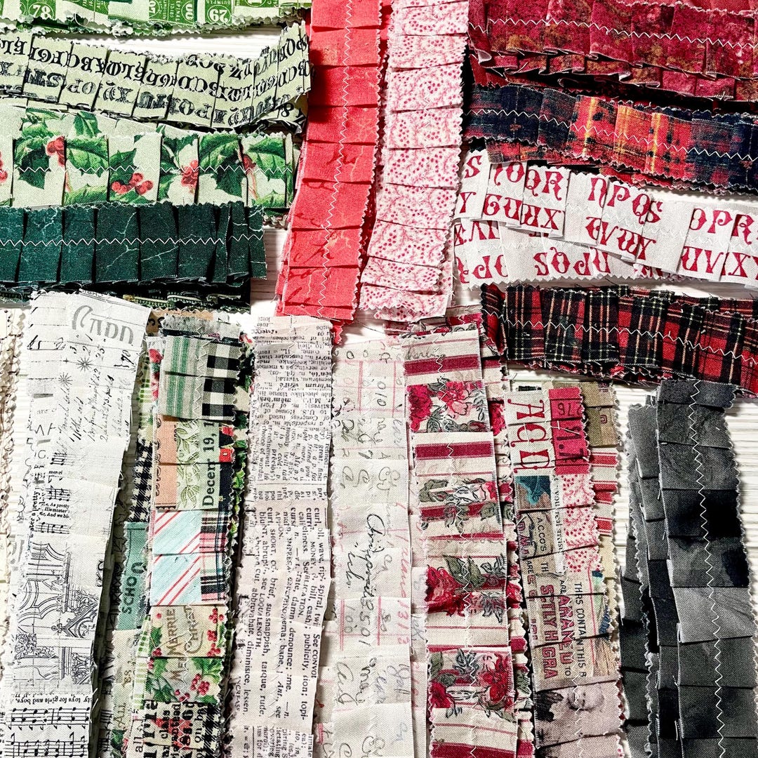 Junk Journal Fabric Ruffles, Tim Holtz Christmas Theme, Set of 6 - Etsy