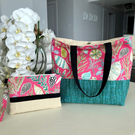 JeNoelle Pink Sea Fishing Tote Bag