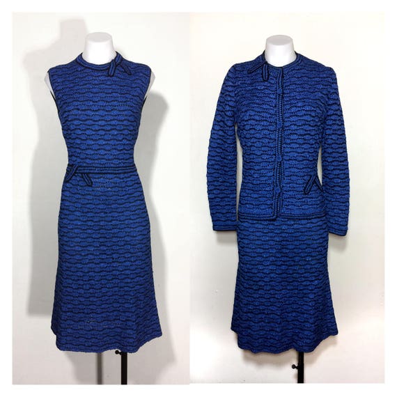 vintage 40s 50s crocheted ribbon dress suit croche
