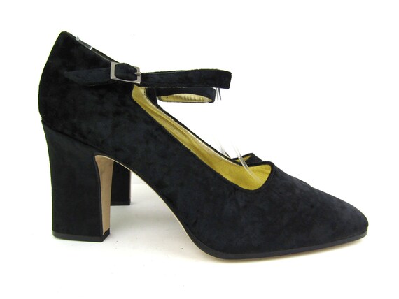 black velvet mary jane heels