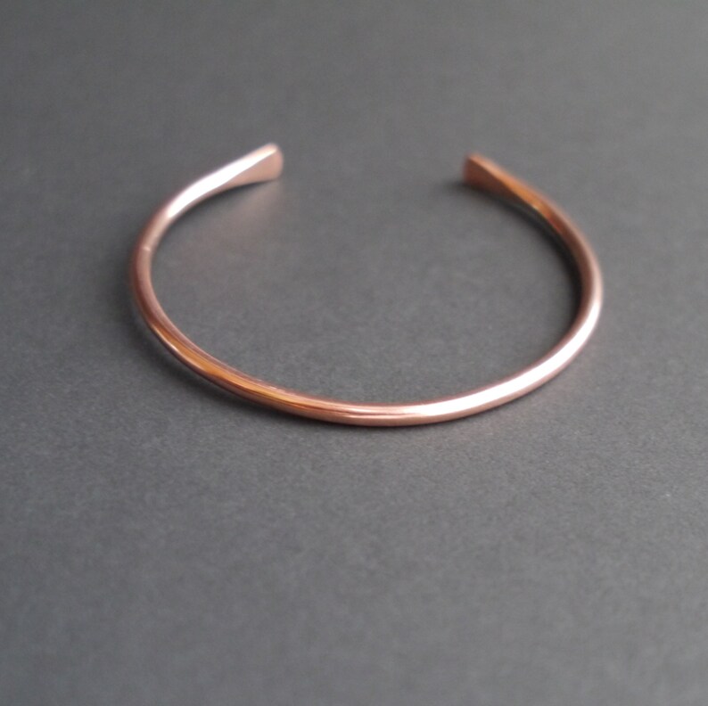 Thin Rustic Copper Cuff Bracelet 3mm Diameter