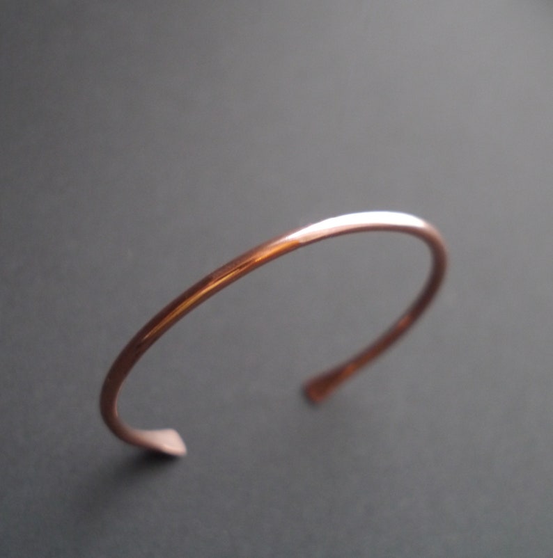 Thin Rustic Copper Cuff Bracelet 3mm Diameter