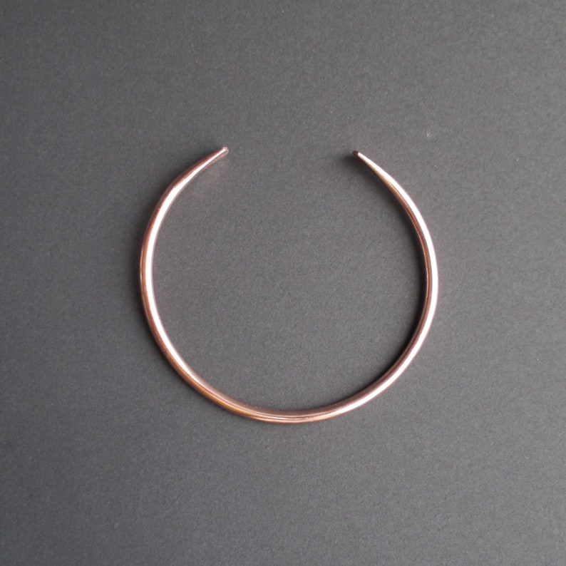 Thin Rustic Copper Cuff Bracelet 3mm Diameter