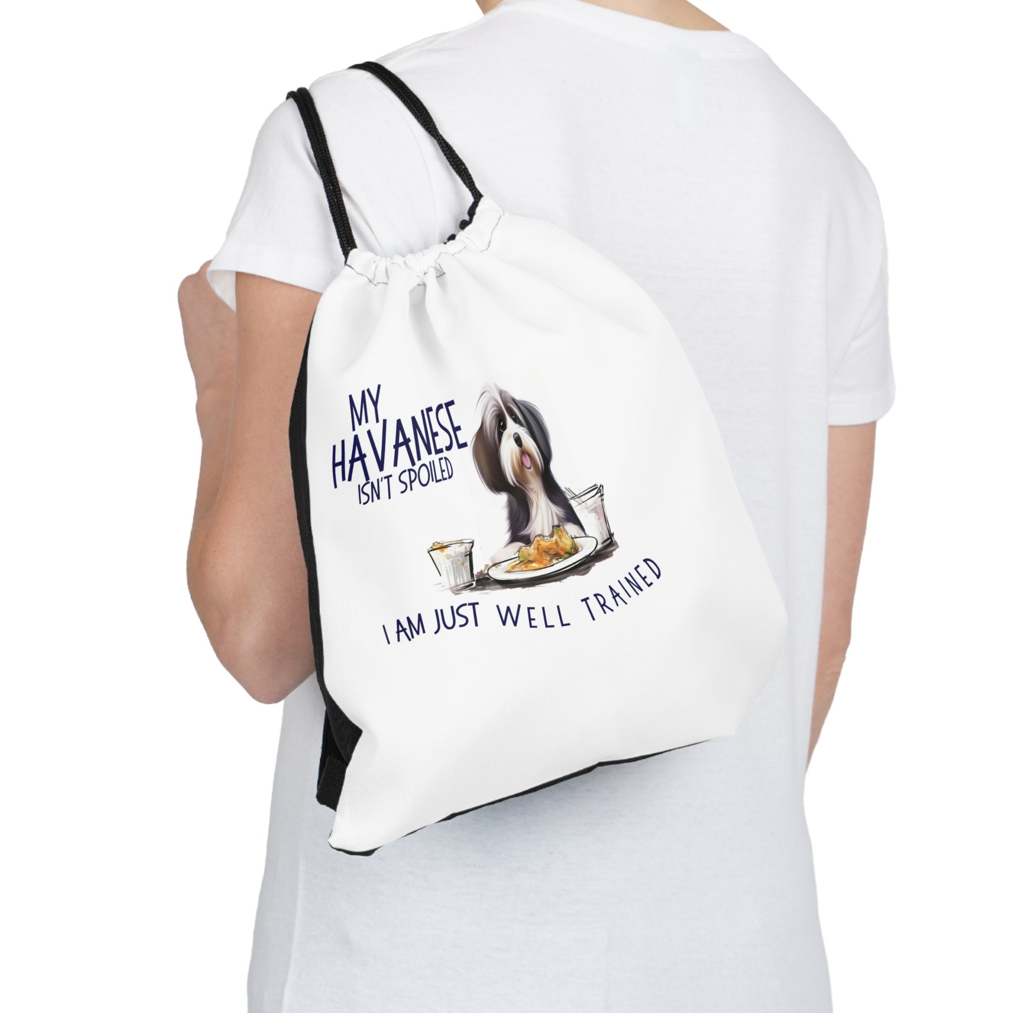 Havanese Dog Theme Bag Dog Drawstring Reusable Bag Funny Drawstring Bag