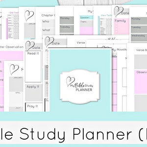 Bible Study Printable Planner  | Devotional Planner Bundle Pack | Bible Study Worksheets | Happy Planner Inserts/A4/A5