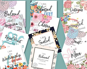 Who I Am In Christ | Identity in Christ Scripture Cards | Bible Memory Cards | | Declaration Cards | Inspirational Cards
