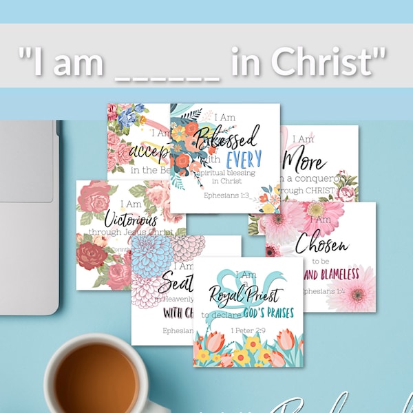 Who I Am In Christ | Identity in Christ Scripture Cards | Bible Memory Cards | | Declaration Cards | Inspirational Cards