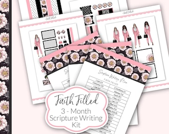 Scripture Writing Journaling Kit | Faith | Scripture Journaling Printable Art | Bible Verse Stickers