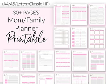 Family Planner For Moms/ Family Calendar/  Household Printable Planner/ Classic Happy Planner, Letter,  A4,  A5
