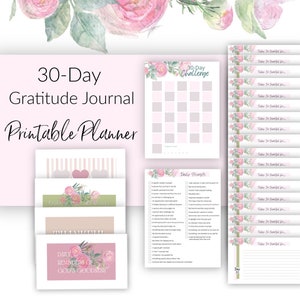 Diario de gratitud imprimible / Registro de gratitud imprimible / Registro de gratitud PDF / Diario de gratitud PDF / Planificador feliz clásico, Carta, A4, A5
