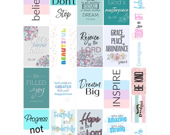 Happy Planner Christian Printable, Happy Planner Inspirational Vertical Stickers, Classic Happy Planner Weekly Full Box Stickers