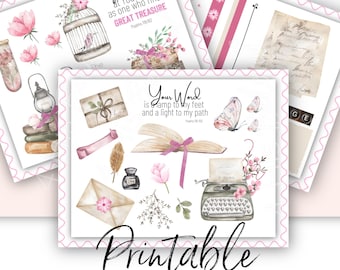 Bible Journaling Printable Kit | Word of God Theme | Scripture Journaling and Scrapbooking Art Printable