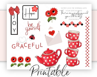 Bible Journaling Printable | Graceful Tea | Scripture Journaling and Scrapbooking Art | Bible Verse Stickers