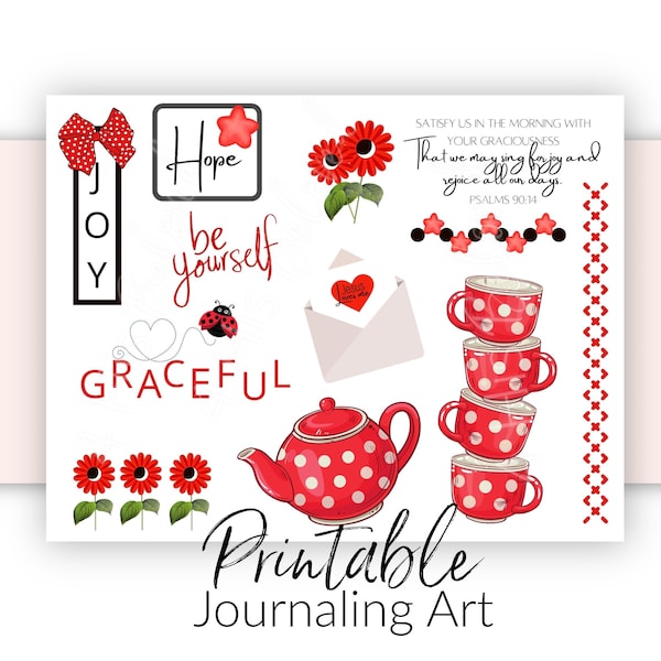 Bible Journaling Printable | Graceful Tea | Scripture Journaling and Scrapbooking Art | Bible Verse Stickers