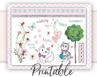 Bible Journaling Printable | Praise the Lord- Kitty Cats | Scripture Journaling and Scrapbooking Art