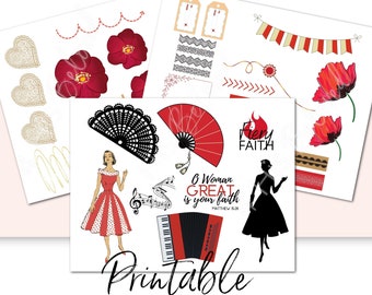 Bible Journaling Kit | Fiery Faith Theme |-Prayer Journal and Scrapbooking Art | Bible Verse Stickers