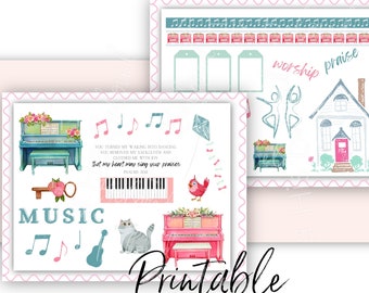 Bible Journaling Kit | Sing and Make Music | Prayer Journal and Scrapbooking Art | Bible Verse Stickers