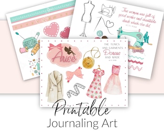 Bible Study Journaling Kit | Dorcas/Tabitha/ Sewing Themed |-Scripture Journal and Scrapbooking Art | Bible Journaling Printable