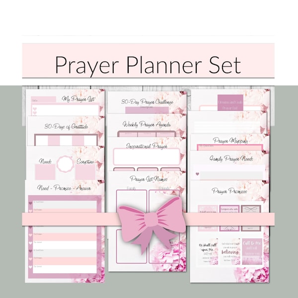 Printable Prayer Planner  For War Binder | Prayer Journal | Pink Peony | A4, A5, Letter, Classic Happy Planner