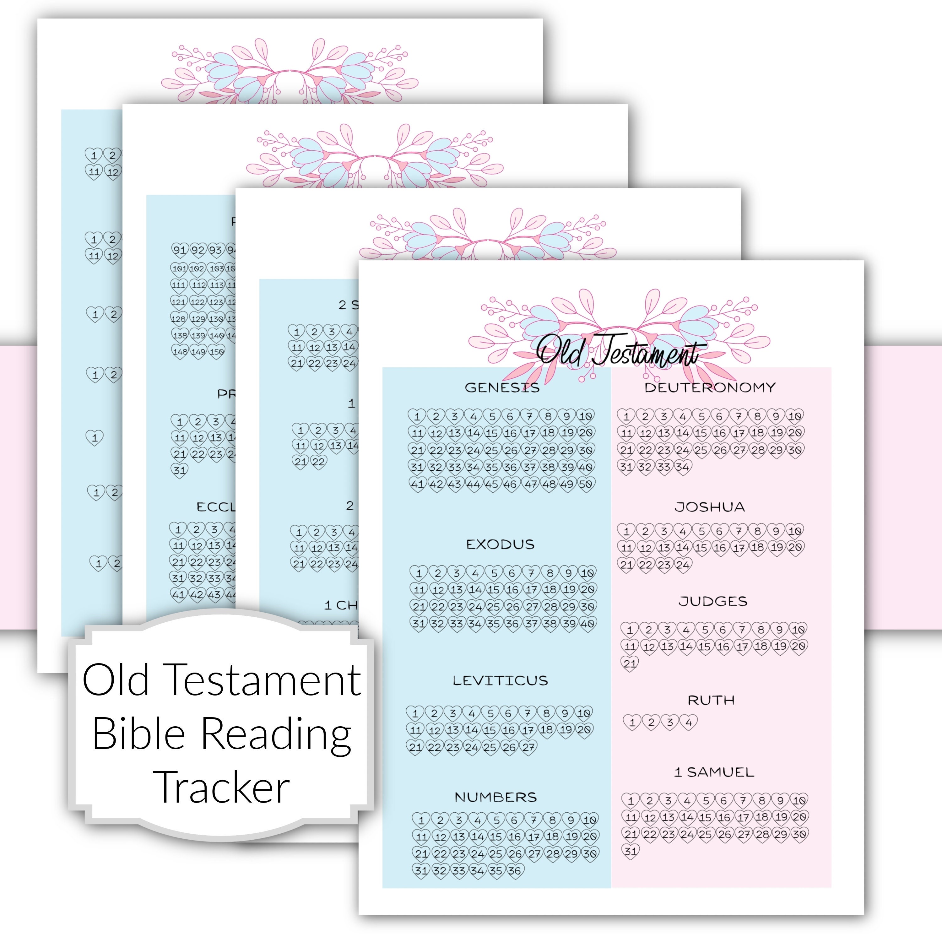 Bible Journaling Set With Bible Reading Tracker Christian Planner Templates  Pink and Peach A4, A5, Letter, Classic Happy Planner 